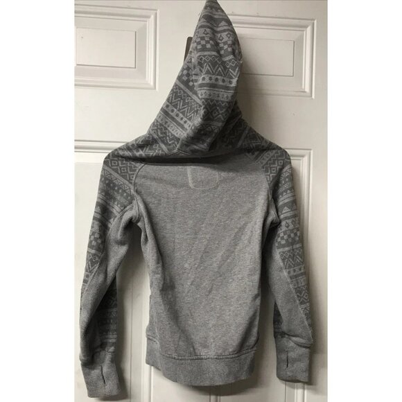 EUC Ivivva Gray Geometric Blue Zip Up Hooded Sweatshirt Girls Size 8 - Picture 8 of 8